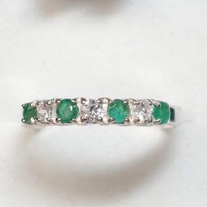 Silver CZ Emerald Ring